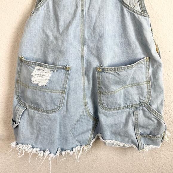 Carmar Denim Jumper Overall Dress Women's XS Light Wash Distressed Mini Cotton - Picture 3 of 6